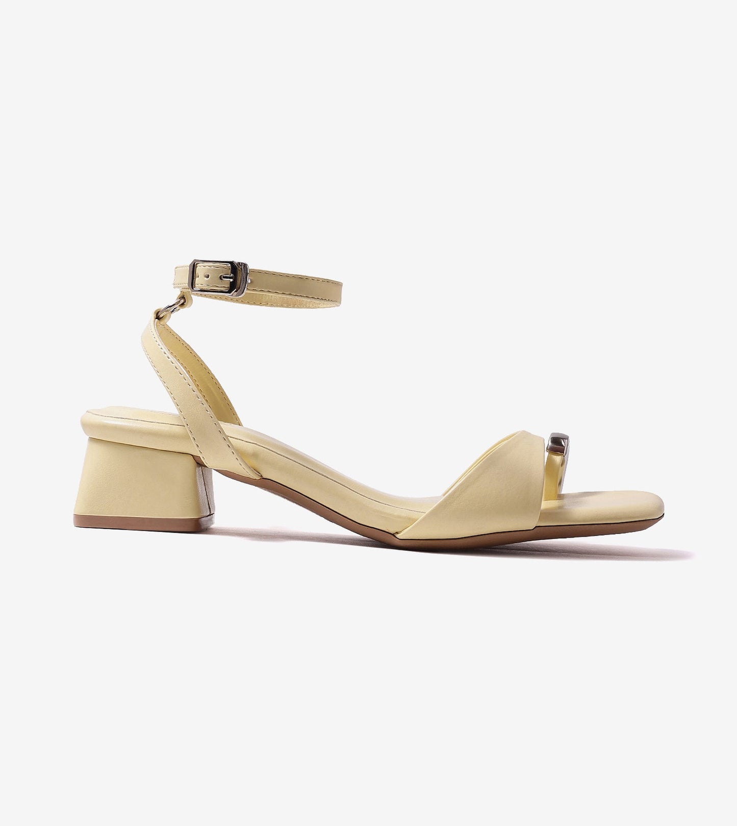 Toe-Ring Strappy Block Heel Sandals - Butter Yellow