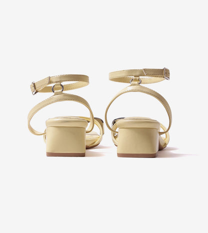 Toe-Ring Strappy Block Heel Sandals - Butter Yellow