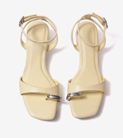 Toe-Ring Strappy Block Heel Sandals - Butter Yellow