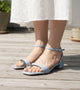 Toe-Ring Strappy Block Heel Sandals - Sky Blue