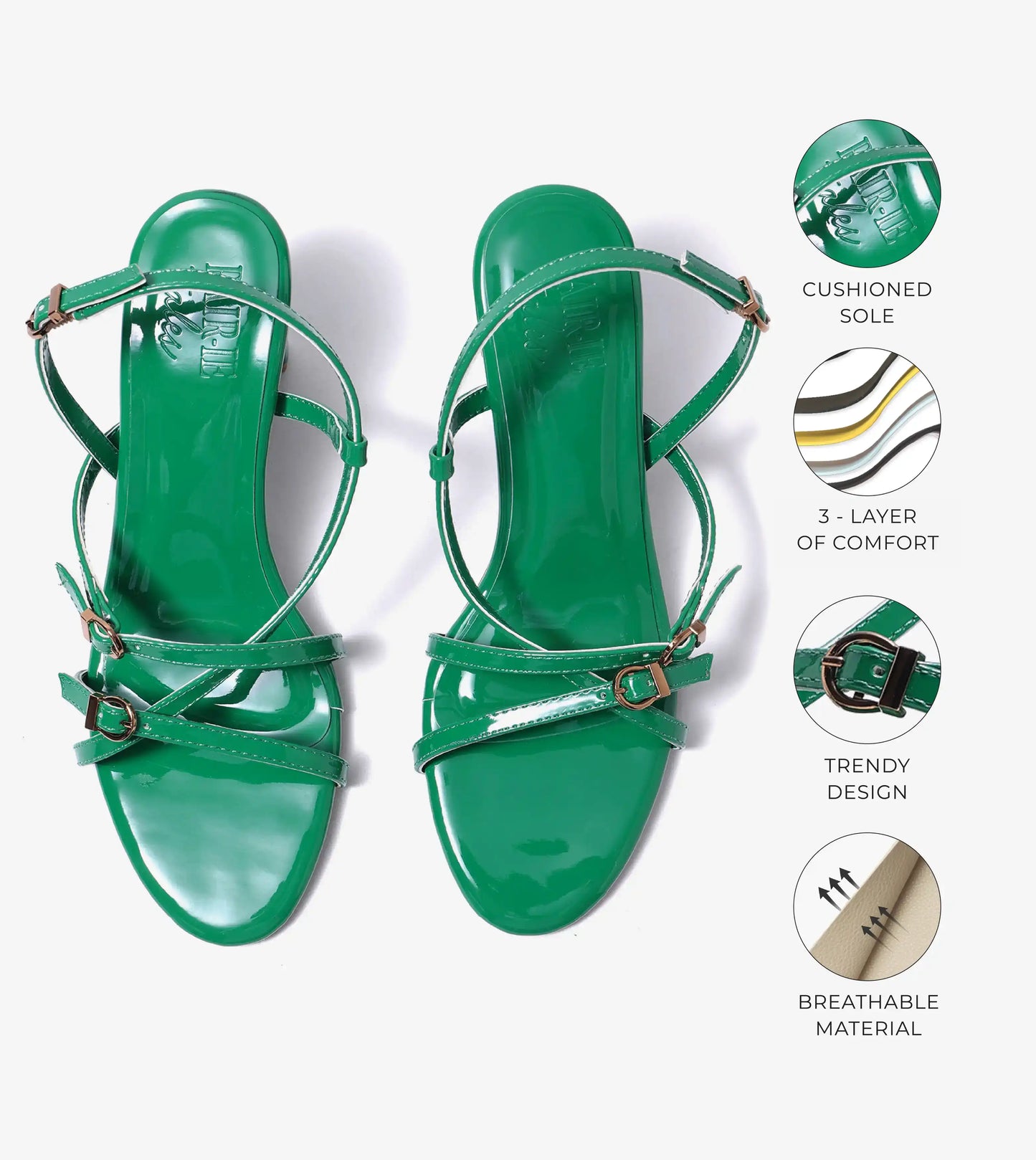 Trendy Strappy Straight Heel - Green