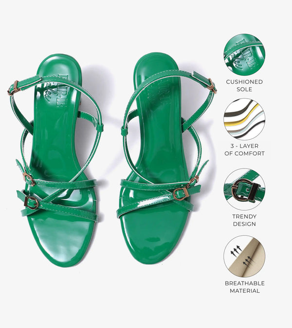 Trendy Strappy Straight Heel - Green