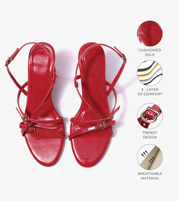 Trendy Strappy Straight Heel - Red