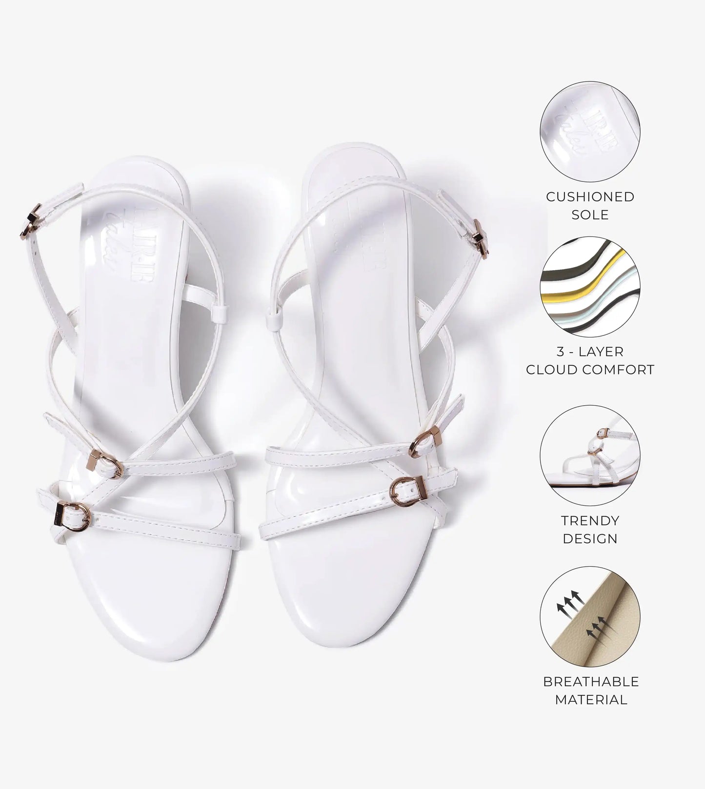 Trendy Strappy Straight Heel - White