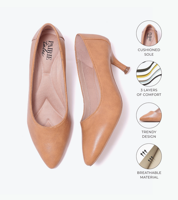 Classic Pointed-Toe Pumps - Camel