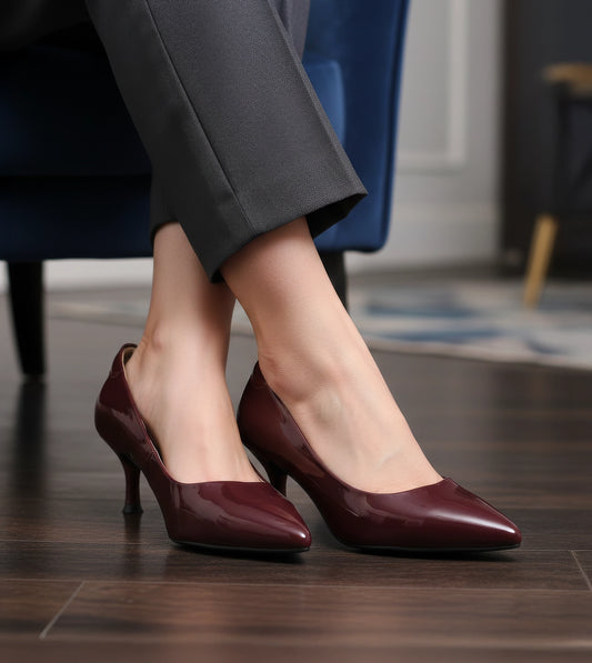 Classic Pointed-Toe Pumps - Dark Wine