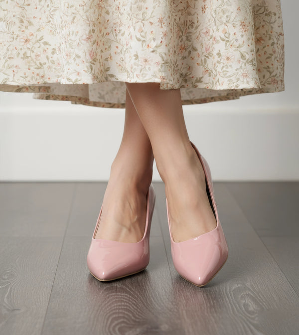 Classic Pointed-Toe Pumps - Nude Pink