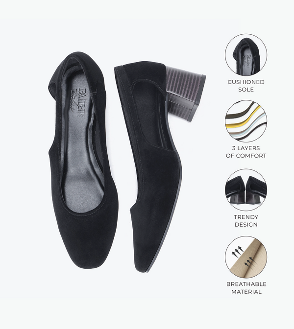 Velvet Sculpted Pumps - Black
