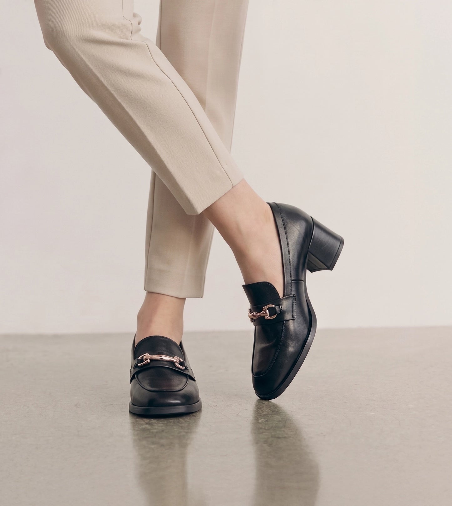 Chain Loafers Heels - Black