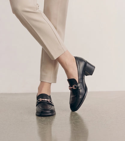 Chain Loafers Heels - Black