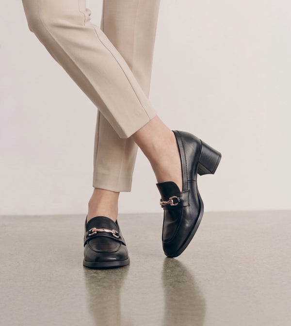 Chain Loafers Heels - Black