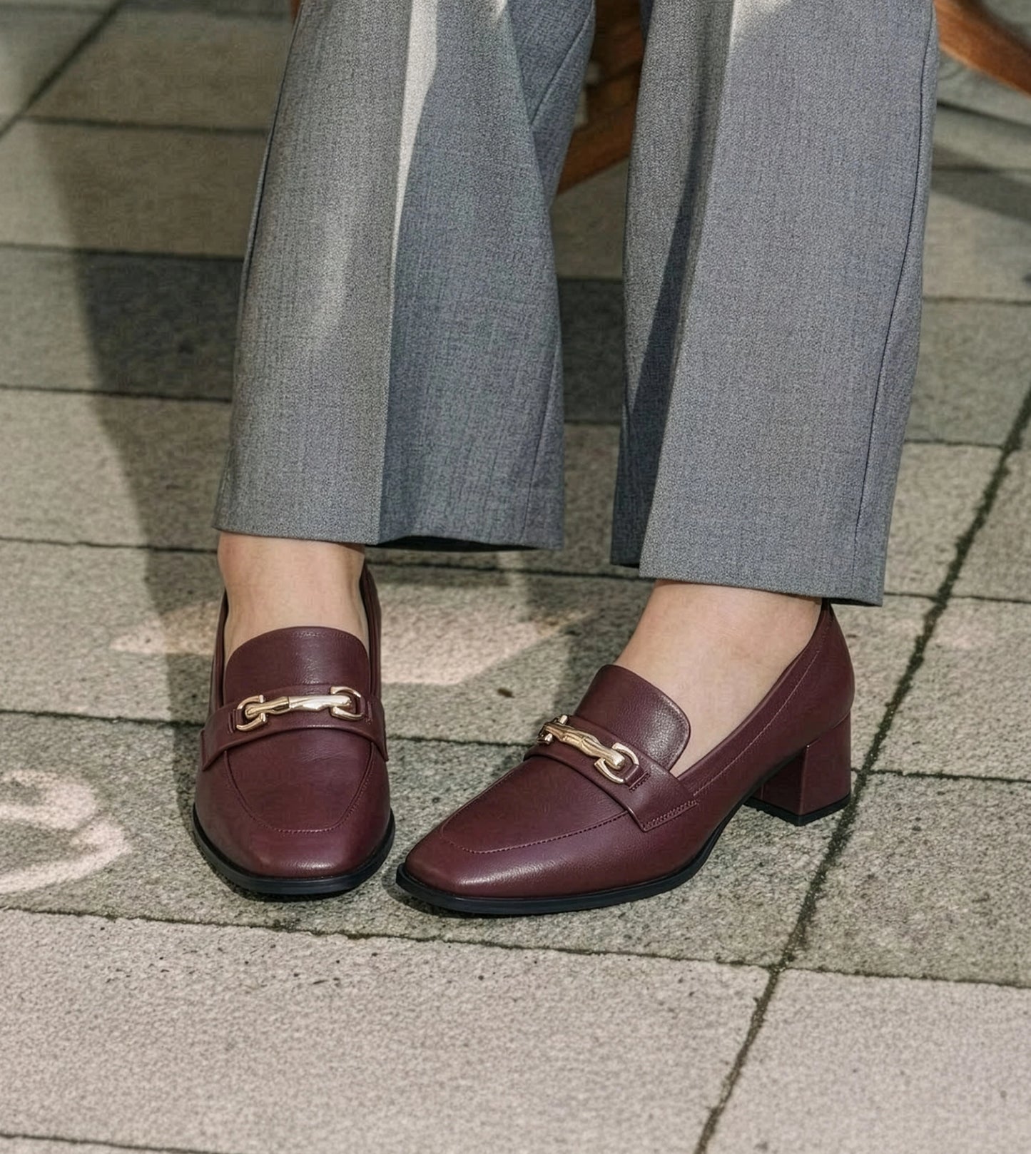 Chain Loafers Heels - Wine
