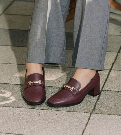 Chain Loafers Heels - Wine