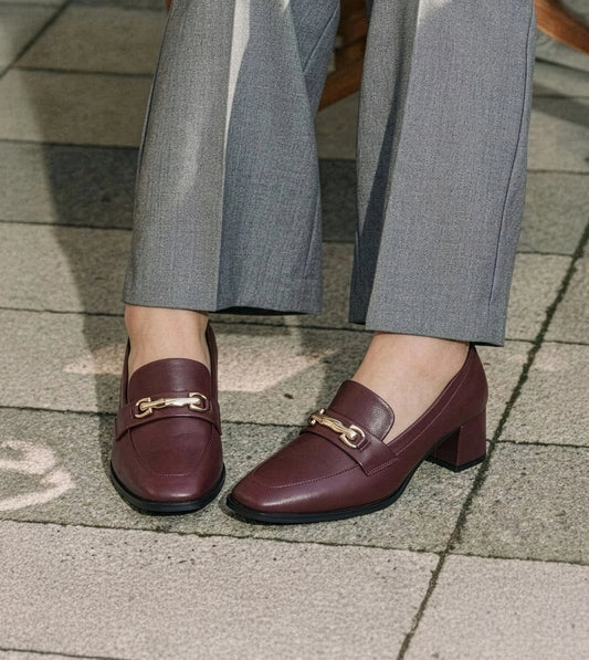 Chain Loafers Heels - Wine