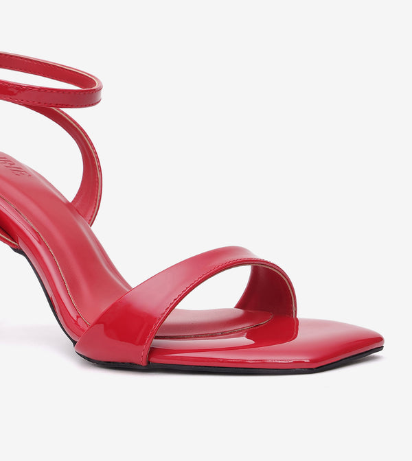 Ankle Strap Stilettos - Red