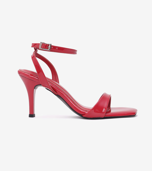 Ankle Strap Stilettos - Red