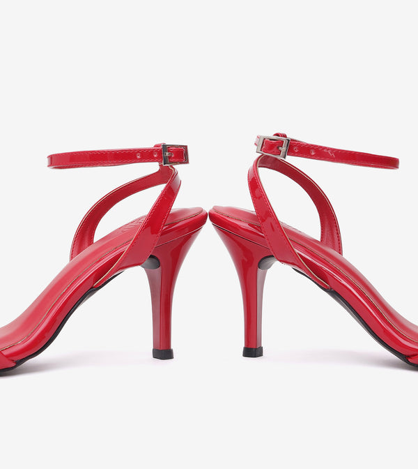 Ankle Strap Stilettos - Red