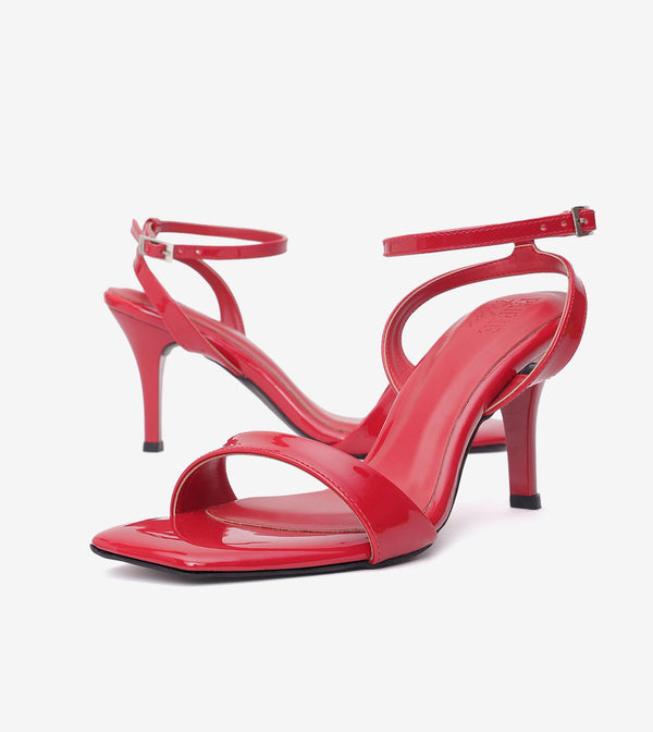 Ankle Strap Stilettos - Red