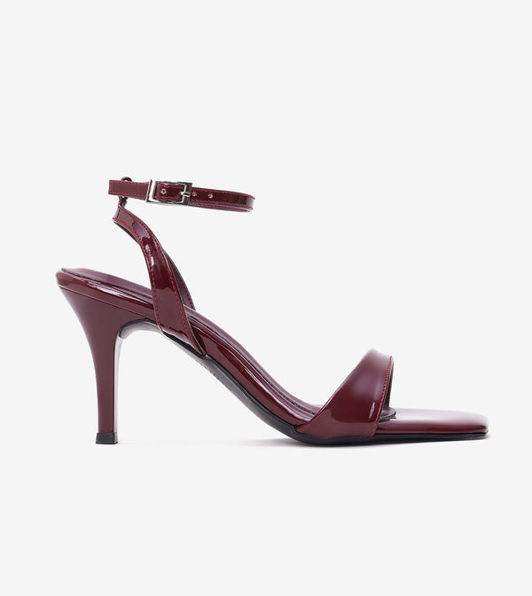 Ankle Strap Stilettos - Wine