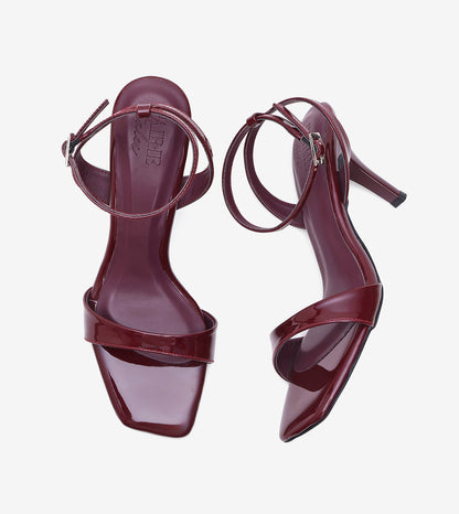 Ankle strap stilettos for women in wine, 3-inch heel, product view 10