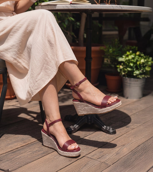 Espadrille Wedges - Maroon