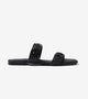Double Strap Slide Sandals With Metal Adornment - Black