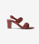 Block-Heel Sandals With Metal Appliques - Tan