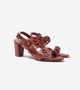Block-Heel Sandals With Metal Appliques - Tan