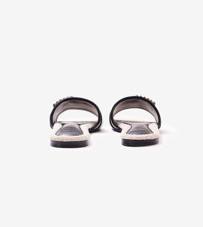 Embellished Buckle Slip-On Flats - Cream