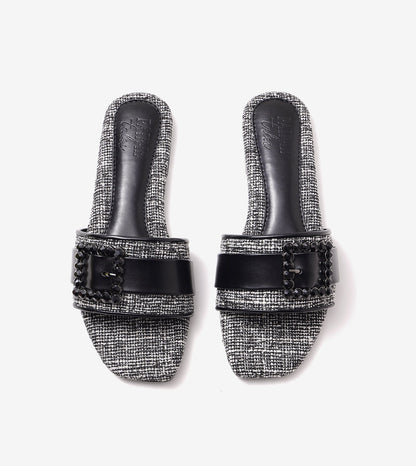 Embellished Buckle Slip-On Flats - White