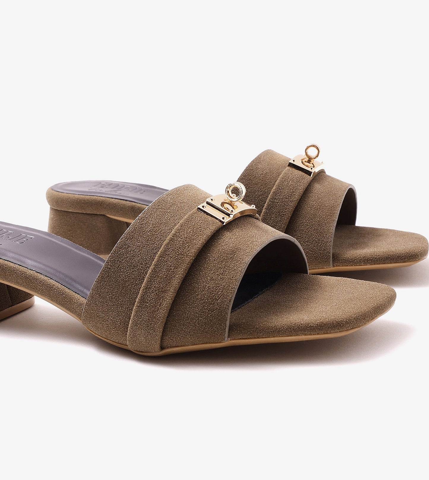 Classic Mules Block Heels - Tan