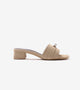 Classic Mules Block Heels - Beige