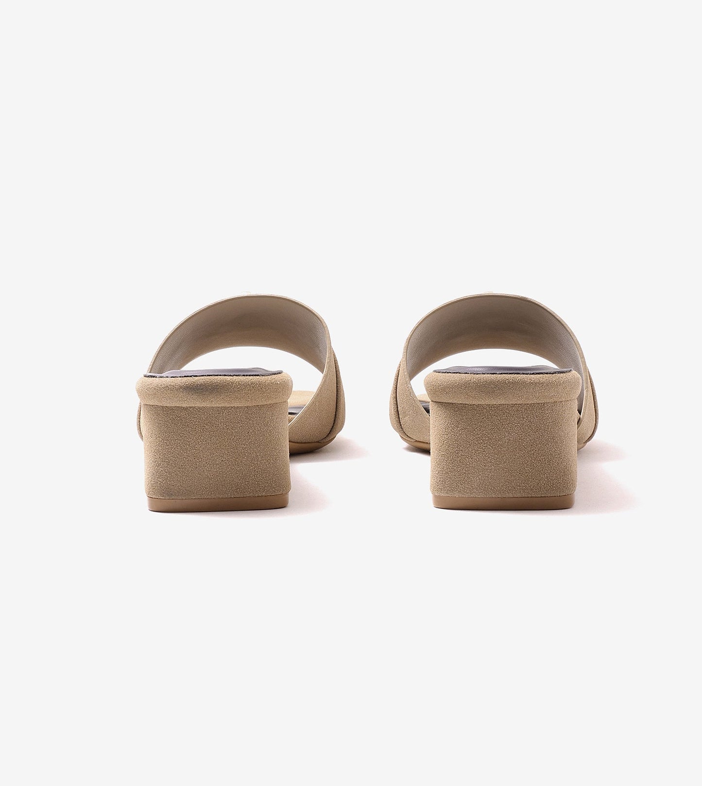 Classic Mules Block Heels - Beige