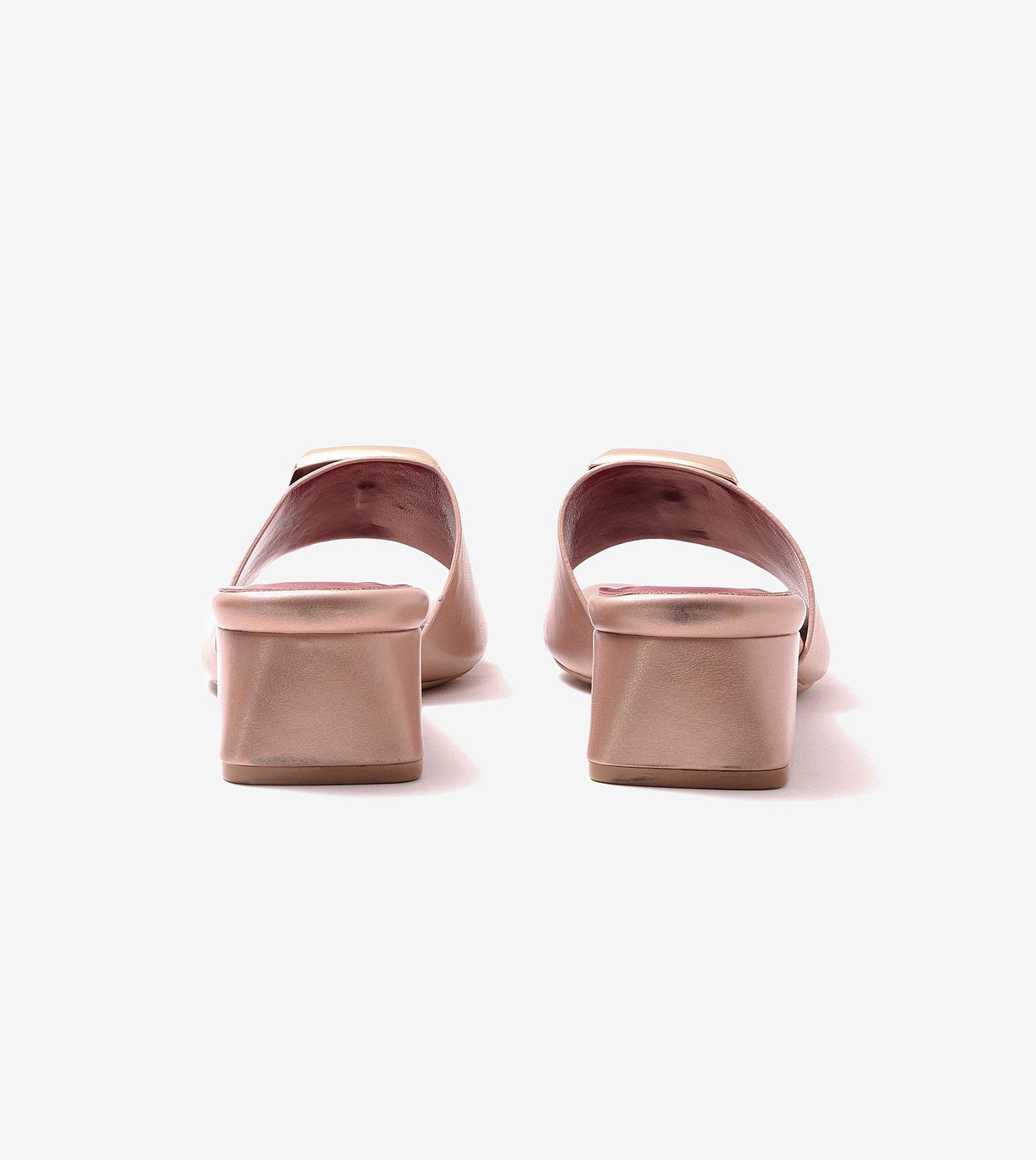 Embellished Detail Block Heels - Peach