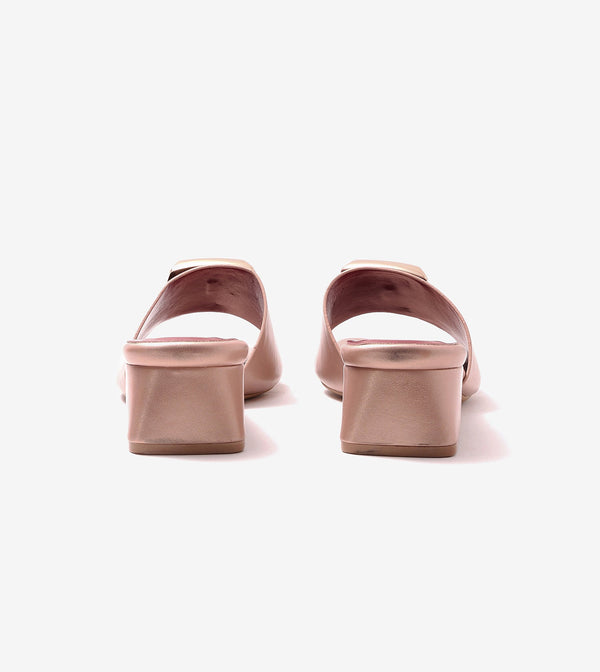 Embellished Detail Block Heels - Peach