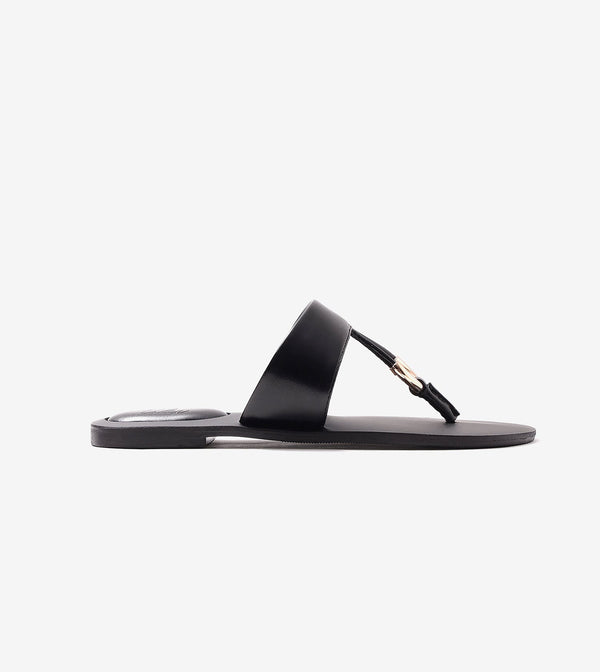 Color Block T-strap Flats - Black