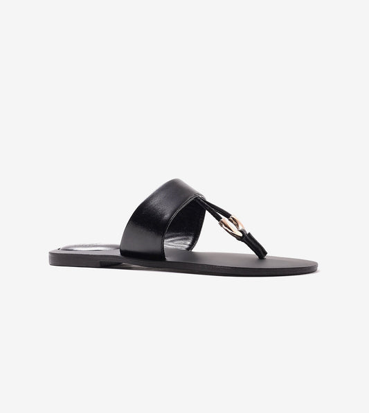 Color Block T-strap Flats - Black