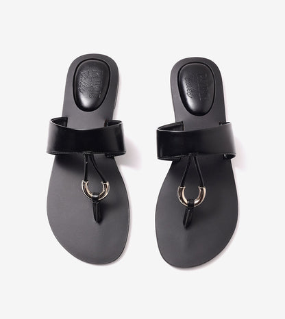 Color Block T-strap Flats - Black