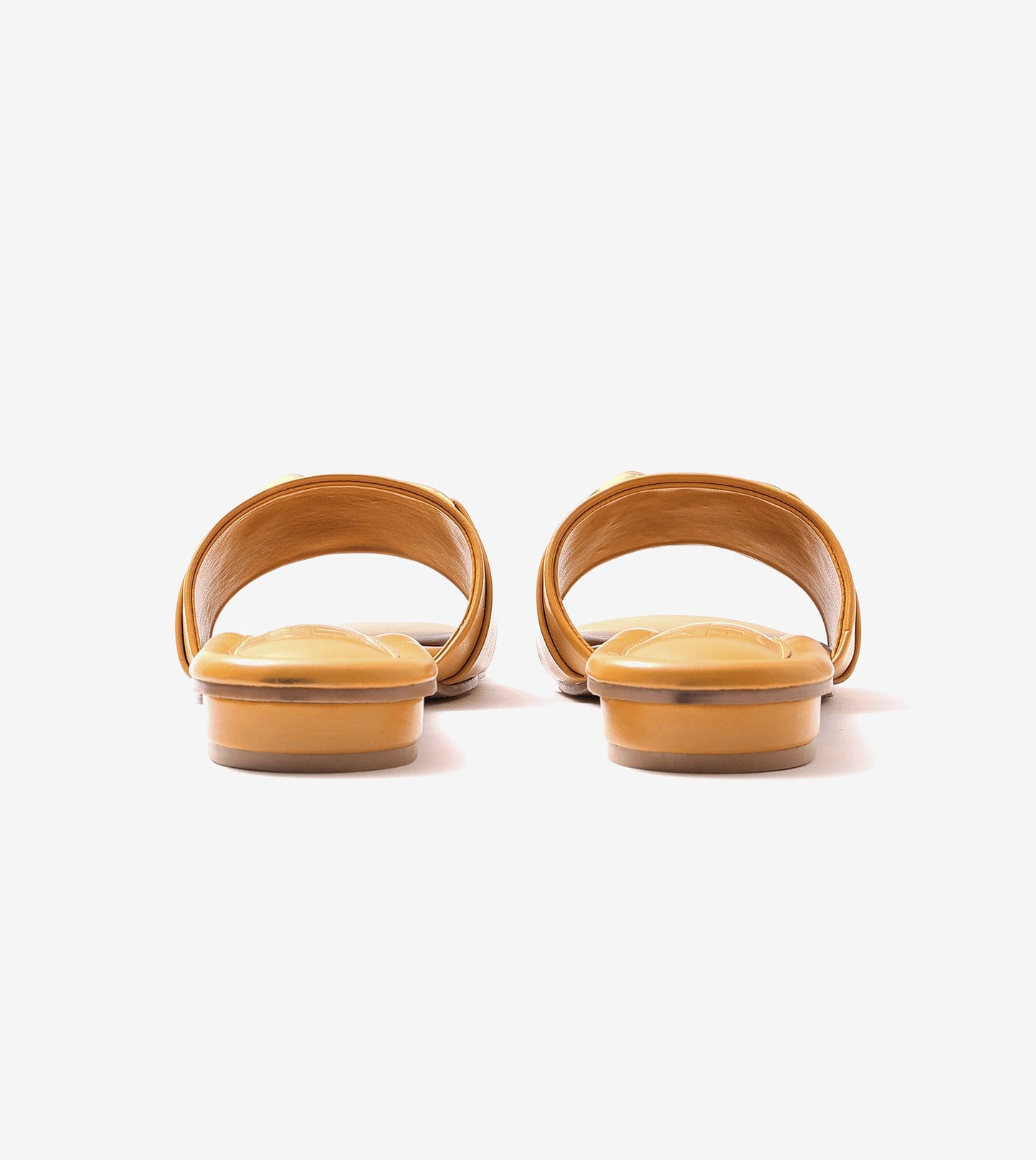 Slip-on Flats with Metallic Trim - Mustard