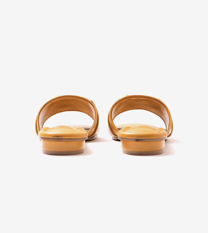 Slip-on Flats with Metallic Trim - Mustard