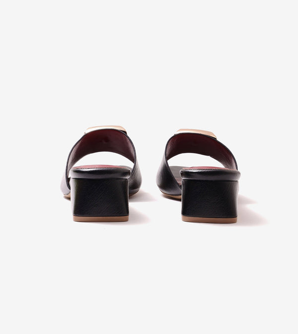 Embellished Detail Block Heels - Black