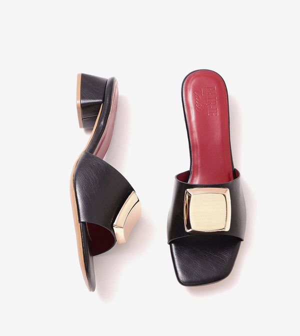 Embellished Detail Block Heels - Black