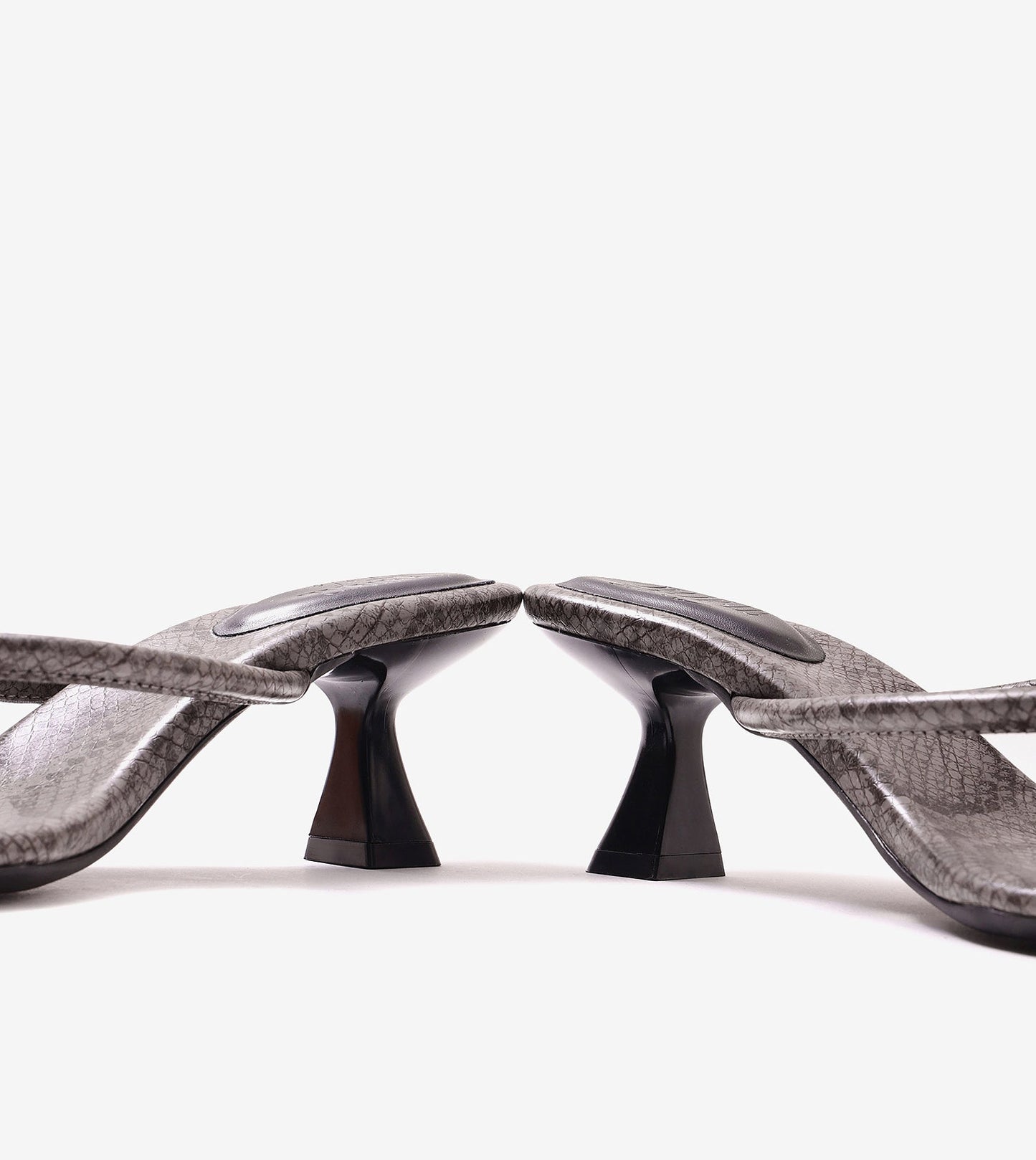 Snack Print Slip On Kitten Heels - Dark Grey