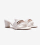 Chain Link Heeled Mules - White