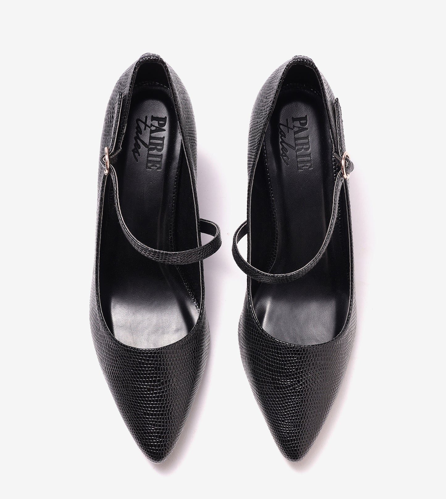 Asymmetric Textured Snake-Print Strappy Heeled Pumps - Black