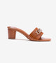 Chain Link Heeled Mules - Tan