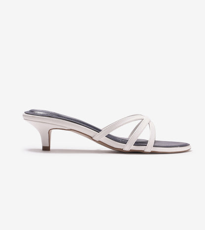 Cross Strap Kitten Mules - Navy Blue
