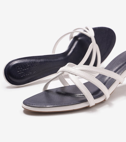 Cross Strap Kitten Mules - Navy Blue