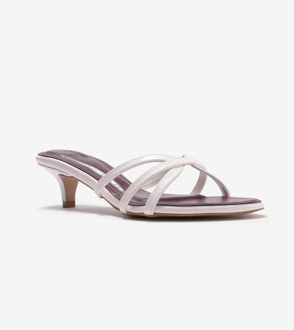 Cross Strap Kitten Mules - Maroon