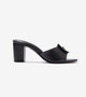 Floral Metallic Adornment Block Heeled Sandals - Black